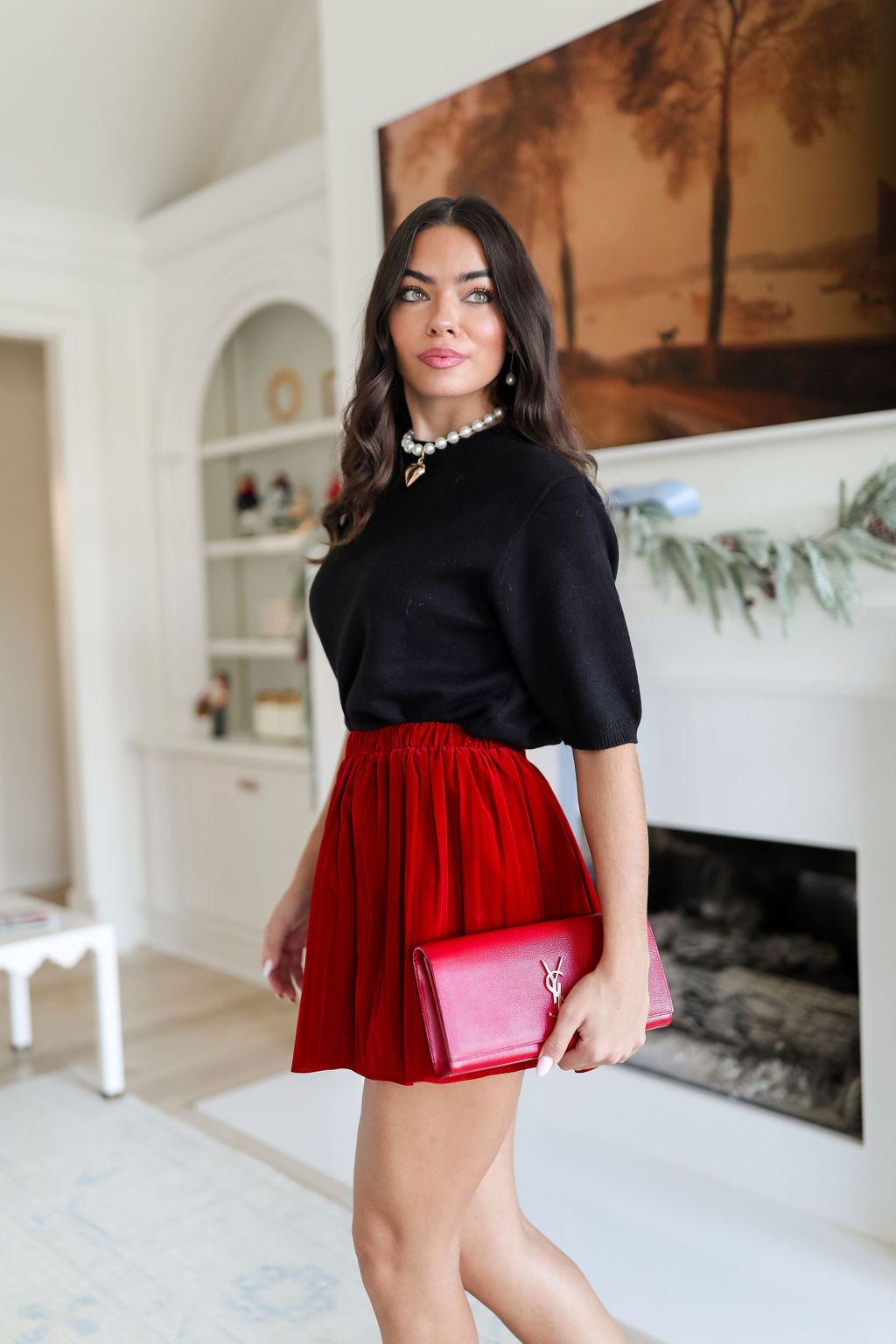 【美品】aere high waist velours skirt 36 Aria Velvet Skirt - Red – cocolillys