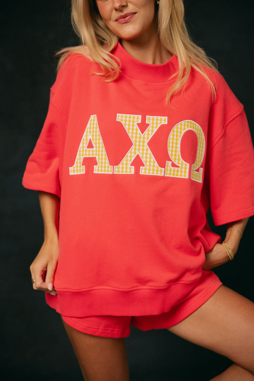 GREEK Alpha Chi Omega Mockneck - Watermelon – cocolillys