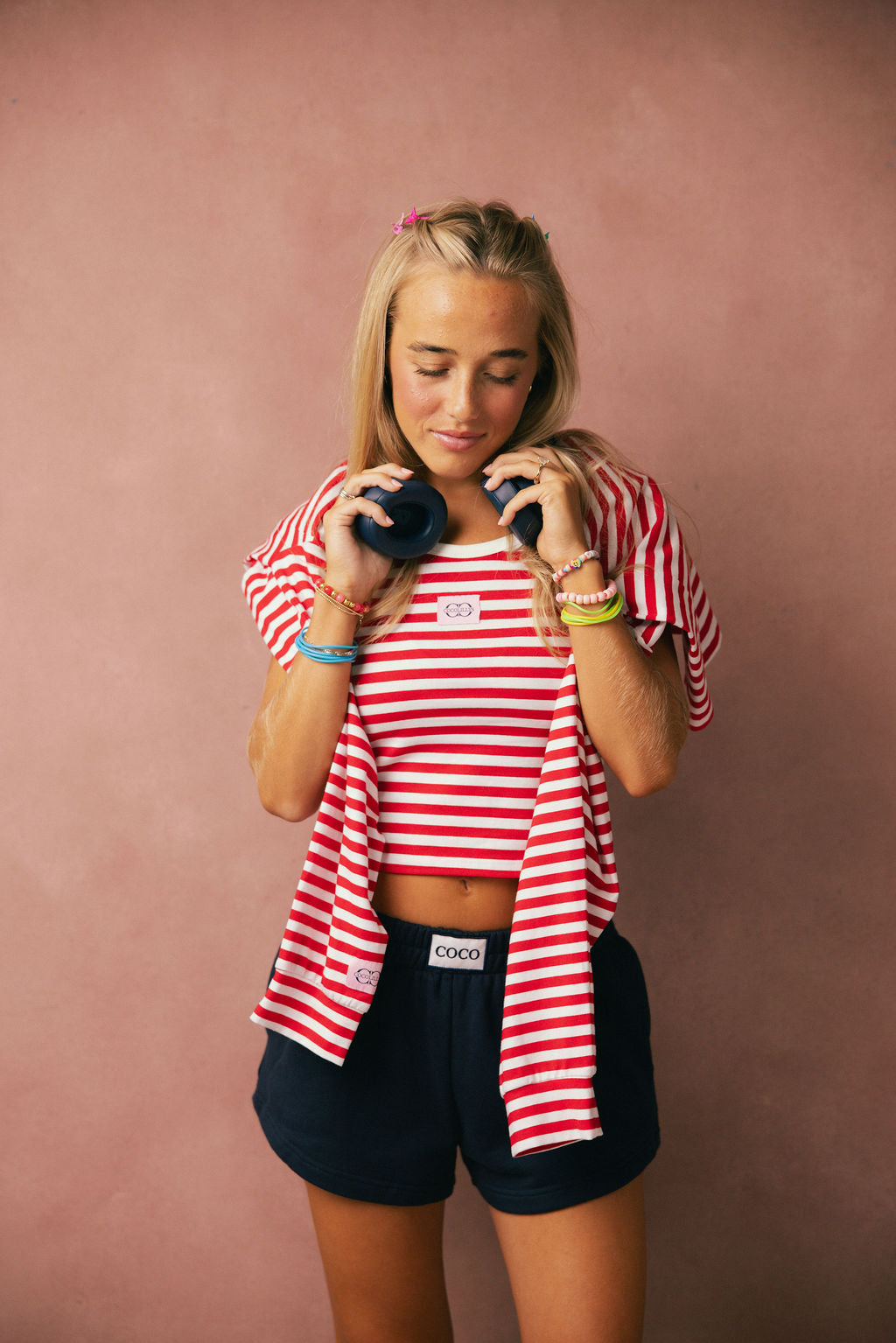 Stripe Oversized Long Sleeve Tee - Cherry Red – cocolillys