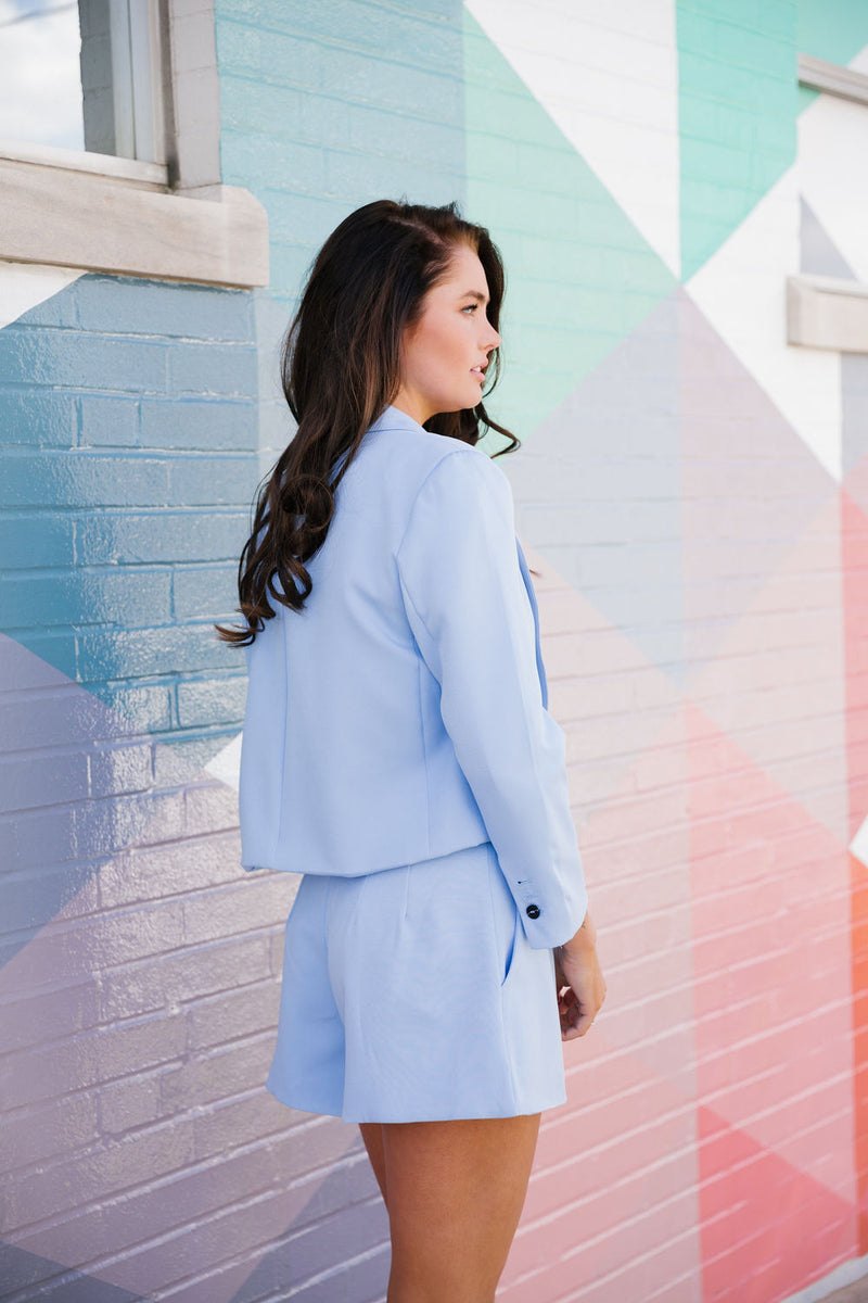 Dolly Cropped Blazer - Perfect Blue