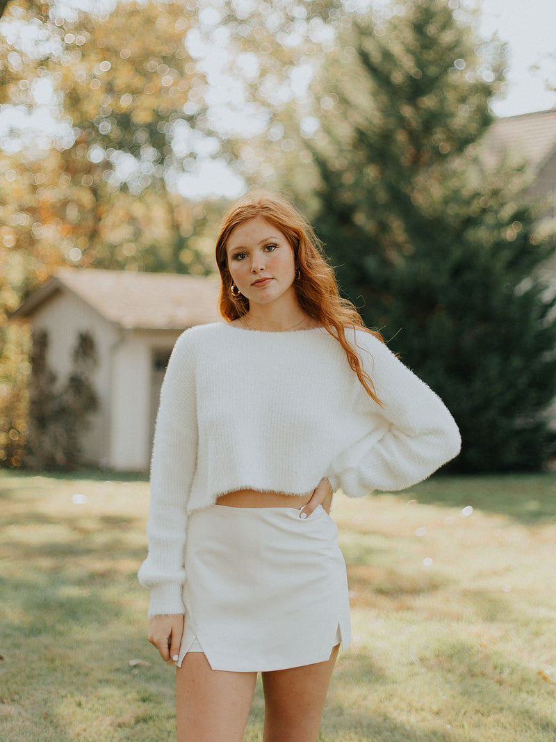 Willow Cropped Sweater - Cream Puff