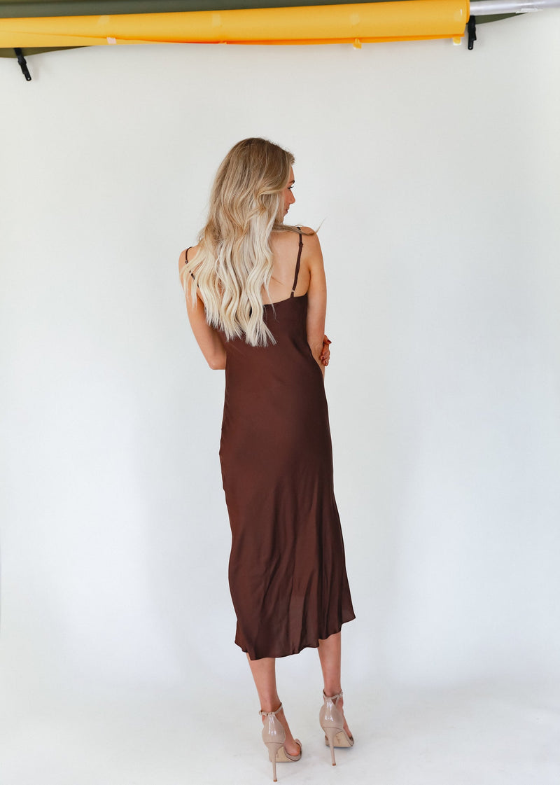 Olive Slip Dress - Chocolate