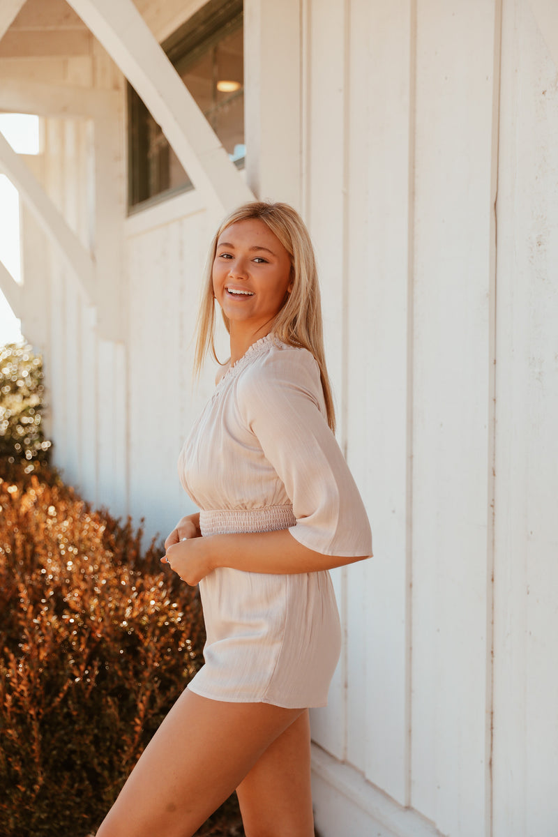 Kristian One Shoulder Romper - Nude